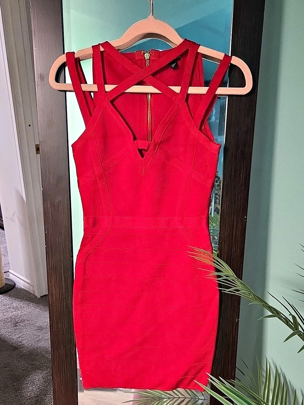 GUESS Red Strappy Mini Dress Size XS Like New